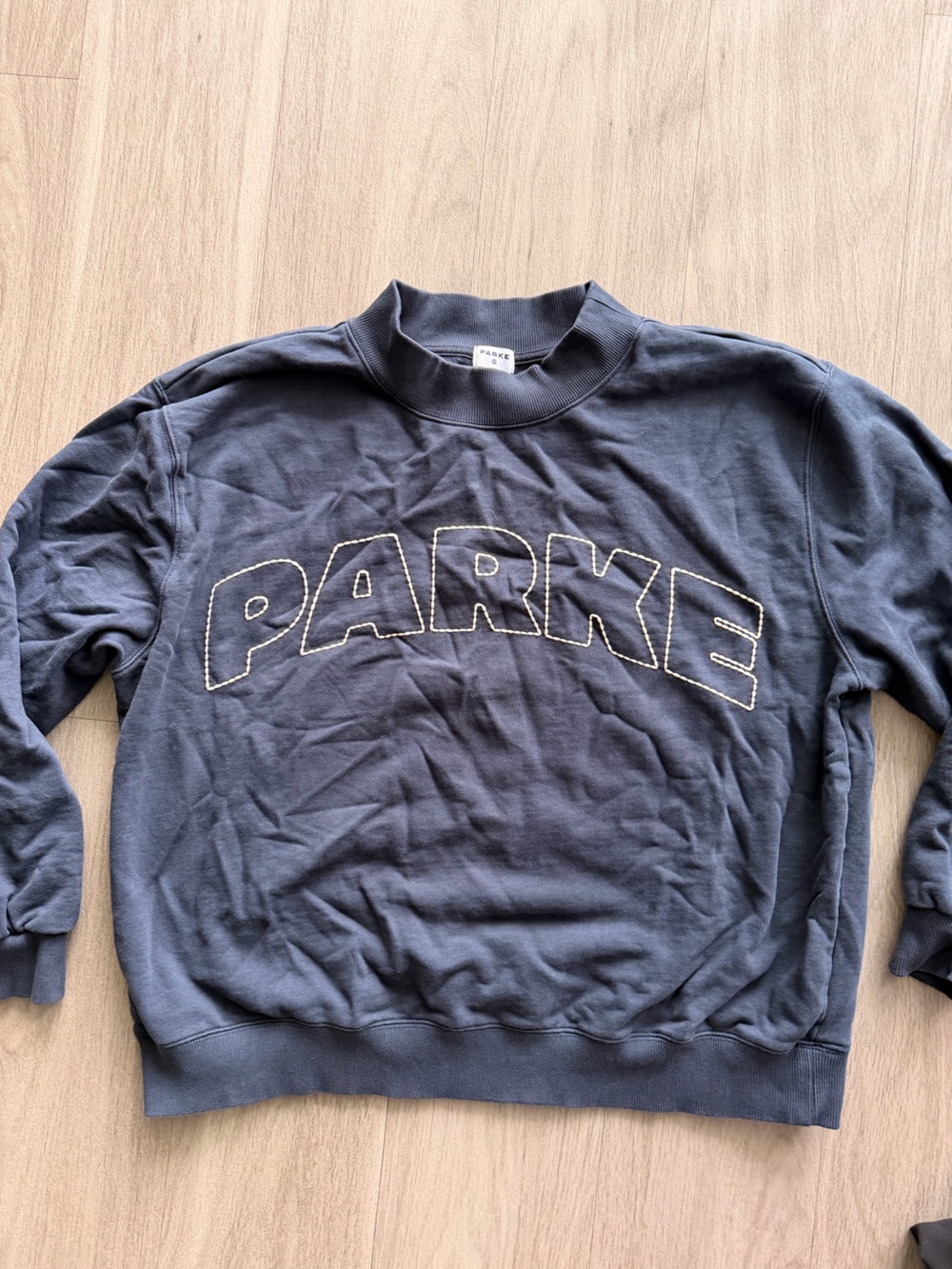 Parker Navy Crewneck Sweatshirt with Contrasting Stitch Logo